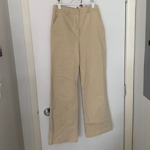 Oak + Fort Straight Leg Twil Pant | High-waisted | Beige | Size 8